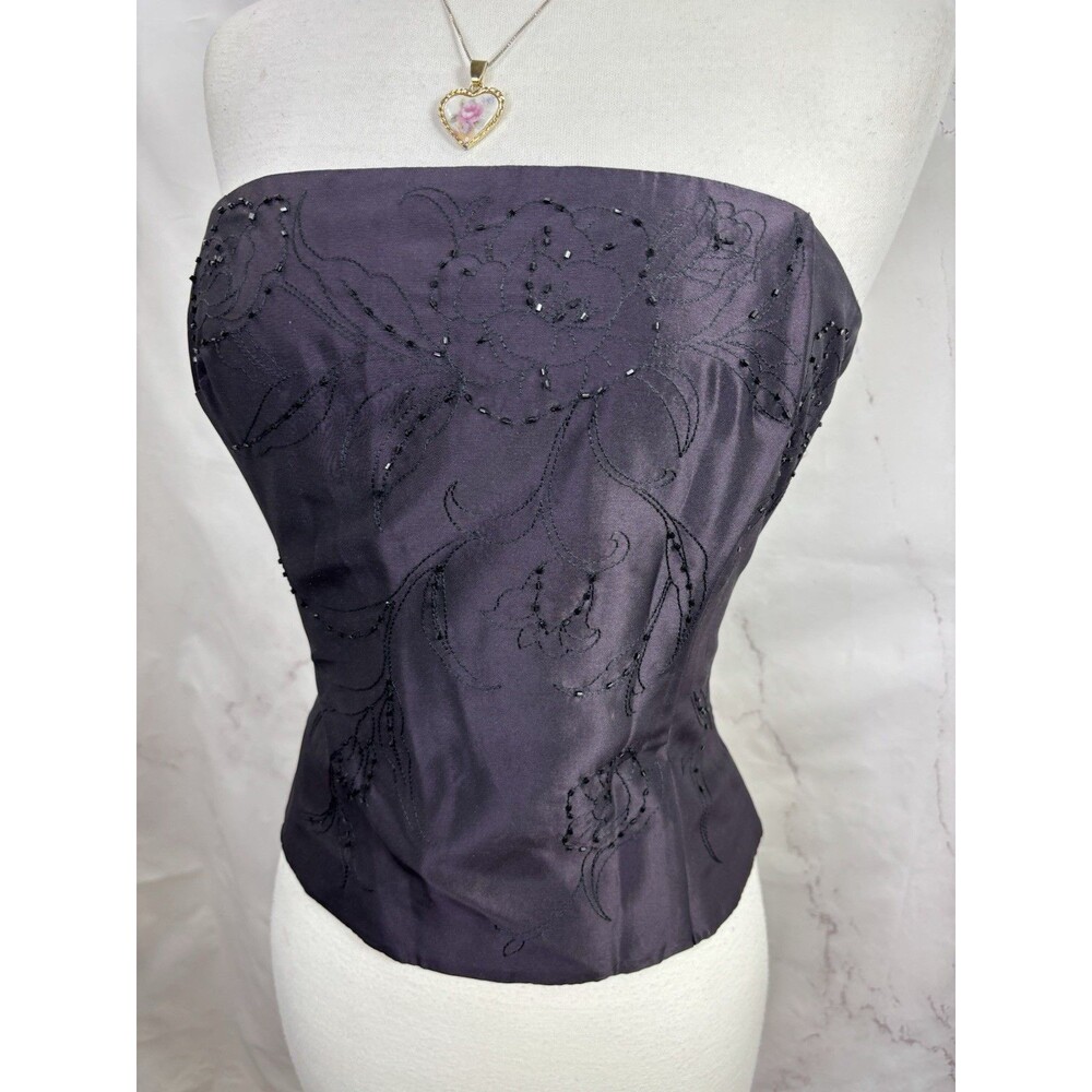 VTG 90s Fairy Bustier Corset Top Purple Beaded Strapless Sz 6 Y2K Whimsigoth - Picture 5 of 11